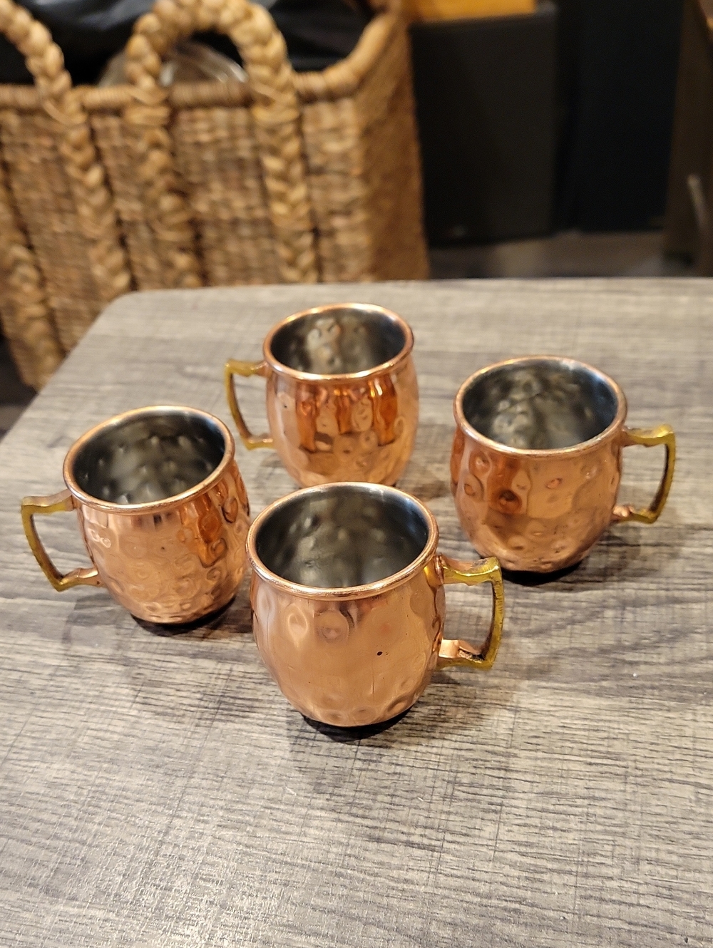Copper Mule Shot Mugs,Mini Size,Hammered. Gorgeous! Set Of 4